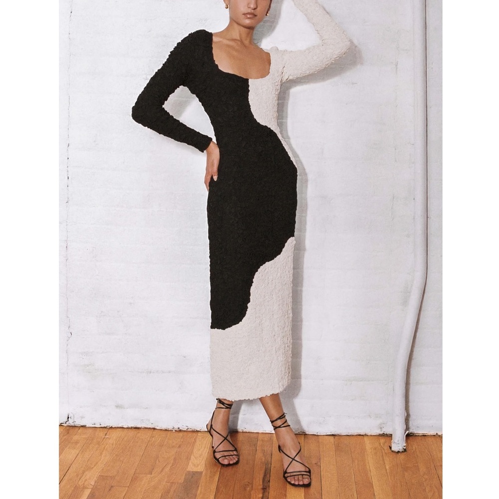 Mara Hoffman Popcorn Amy Midi Long-Sleeve Colorblock Dress